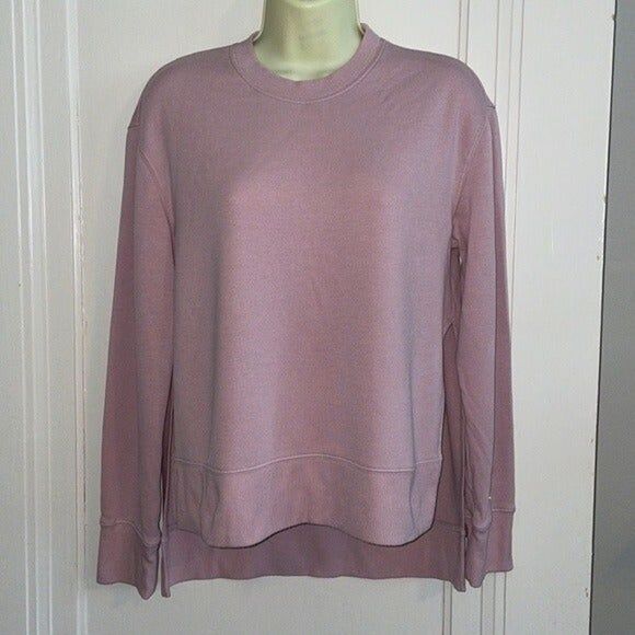 JoyLab blush pink crew neck sweatshirt with side slits - Picture 1 of 8